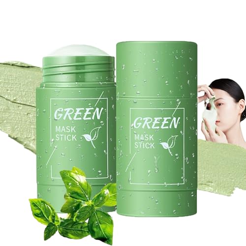 2 Piezas Mascarilla en Stick Té Verde,Limpieza Facial Profunda,Eliminación de Puntos Negros,Control de Grasa,Mascarilla de Arcilla Purificante para Piel Mixta y Grasa,Hidratante
