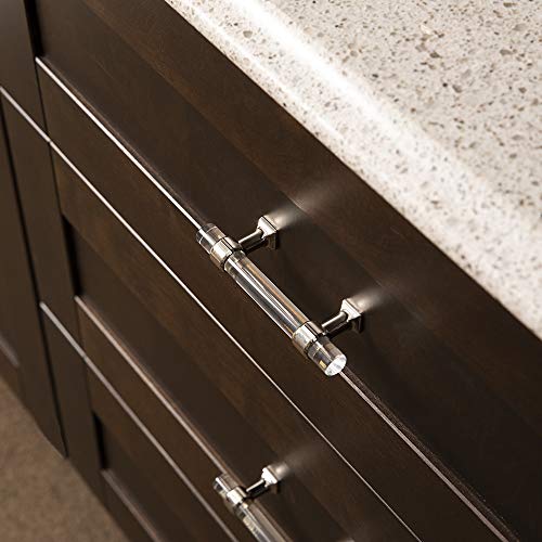 Hickory Hardware Crystal Palace Collection Cabinet Pulls, Kitchen Handles For Cabinets And Drawers And Bathroom Hardware, 3 Inch Center To Center, Crysacrylic With Polished Nickel, 1 Pack #TOP2