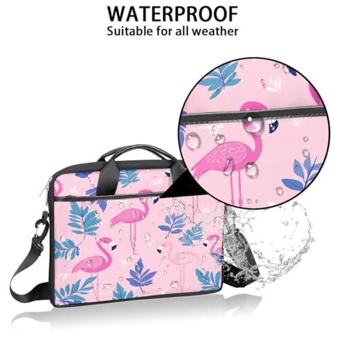 Bolso para laptop patrón de hoja de palma Flamingo 15 pulgadas miniatura 3