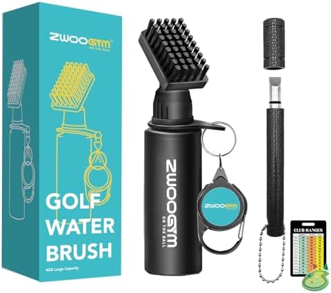 Pro Golf Club Cleaner Set, Water Brush with Holder Clip and 4oz Bottle, Golf Groove Sharpener, Suitable for U and V Grooves