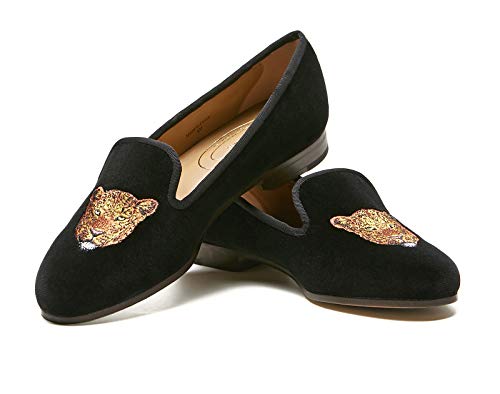 Image of Journey West Women's Velvet Loafer Flat with Embroidery Velvet Slippers