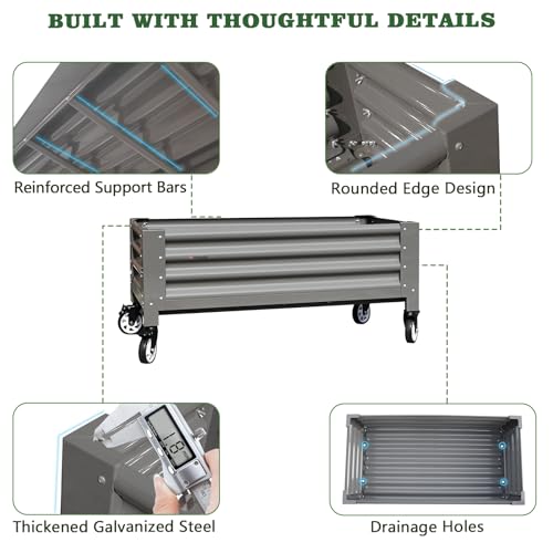 Image of Anleolife Low-Profile Elevated Raised Garden Bed, Quartz Grey