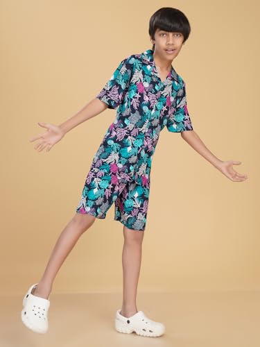 Image of Ninos Dreams Boys Cotton Rayon Halfsleeves Coord Set with Shirt & Shorts /Boys Vacation wear /boys co ord set /Boys Tropical print Shirt & Shorts set /Boys Clothing Set
