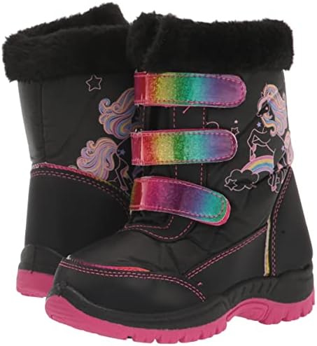 Rugged Bear Girls Winter Water Resistant Sherpa Lined Insulated Snow Boots (Toddler/Little Kid), Black Multicolor, 8 | Image 6