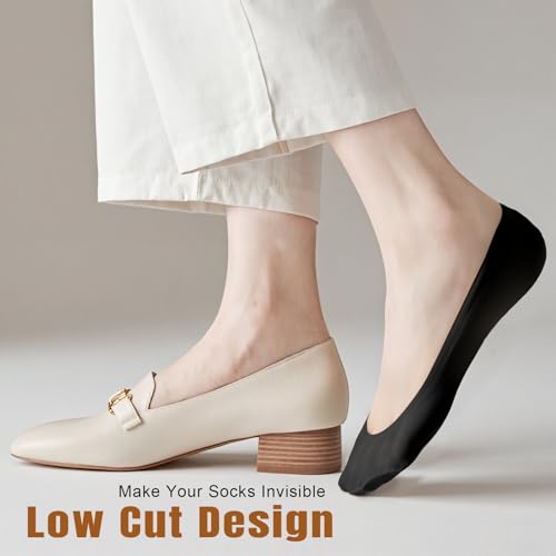 Sofier No Show Socks Womens, Non Slip Ultra Low Cut 6 Pairs Thin Silky Footies Cotton Sole Invisible Socks Flats Loafers3