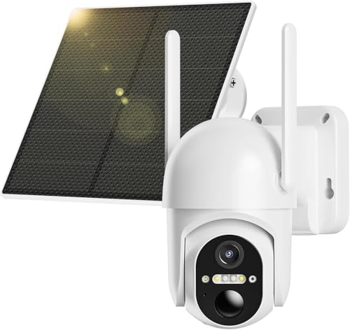 NUASI Cámara de vigilancia 4G LTE con batería para exteriores, con tarjeta SIM, cámara PTZ inalámbrica 2K, sin wifi para exteriores, giratorio 355°/100°, visión nocturna de color, almacenamiento local