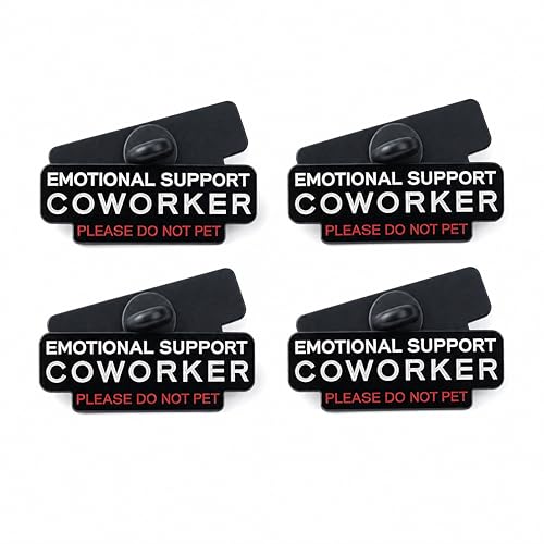 4PCS Emotional Support Coworker Enamel Pin Set Funny Office Humor Lapel Pins for Backpacks & Coats Do Not Pet Sarcastic Work Badge Jewelry Cute Colleague Farewell & Birthday Gift Ideas