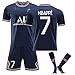 ZG-HOME Nuova Estate Parigi Messi 30 / Neymar 10 / Mbappe 7aduls E Bambini Jersey Boys Boys Abbigliamento da Calcio All'aperto per 90cm-195cm (14-190kg)(Size:22,Color:Mbappé)