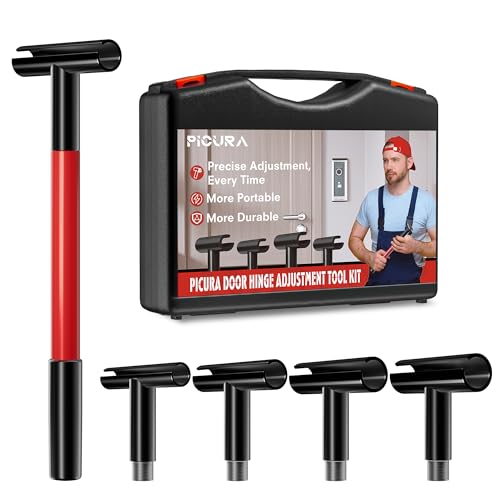 Door Hinge Adjustment Tool Kit, 4 in 1 Rotary Hinge Gap Adjusting Wrench for Residential Commercial Multi-Size Diameter 0.55 in/0.71 in/0.82 in/0.98 in Heavy Door Hinge Adjuster Alignment Bender Tool