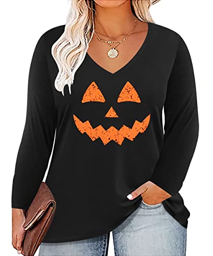 CARCOS Plus Size Tops for Curvy Women Long Sleeve Fall Shirts Glitter Pullover Raglan Tunics Casual XL-5XL