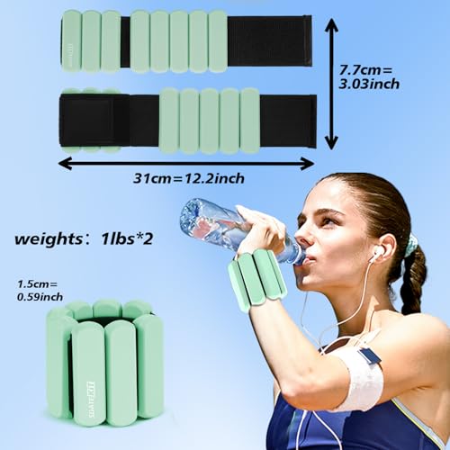 Image of Wrist Ankle Weights for Women 2 Pack(1lb Each), Ideal for Strength Training | Adjustable Silicone Wearable Arm and Leg Weights for Pilates, Gym, Yoga, Cardio. Waterproof, Anti slip, Sweat Proof
