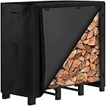 Amagabeli 1.2m Firewood Rack with Cover Adjustable - Heavy-Duty Steel Log Store for Gardens & Patios, Large Capacity (122 x 107 x 36cm) Storage, Waterproof 600D Oxford Roof
