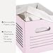 Creative Scents Wooden Storage Bin Container - Decorative Closet, Cabinet and Shelf Basket Organizer Lined With Machine Washable Soft Linen Fabric - Pink, Medium