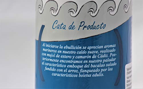 Mildes Kabeljau-Reis mit Steinpilz Arotz. Brühe + Reis ohne Konservierungsstoffe und Farbstoffe. Glutenfrei. 1 oder 2 Portionen. Zubereitung von weichem Kabeljau-Reis