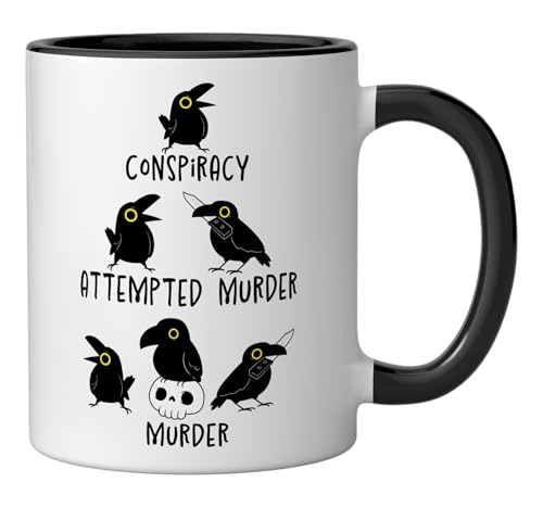 Taza cerámica 11 oz con diseño de cuervos humorísticos miniatura 2