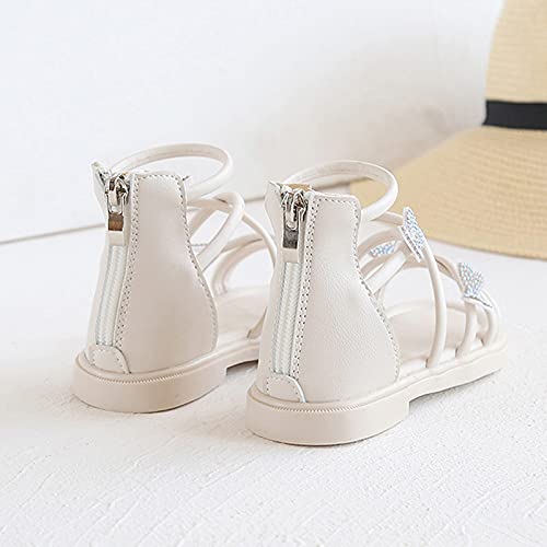 Toddler Sandals Girl Soft-Soled Beach Girls Princess Sandals Non-Slip Shoes Crystal Kids Girl's Shoes (Beige, 12 Little Kid)4