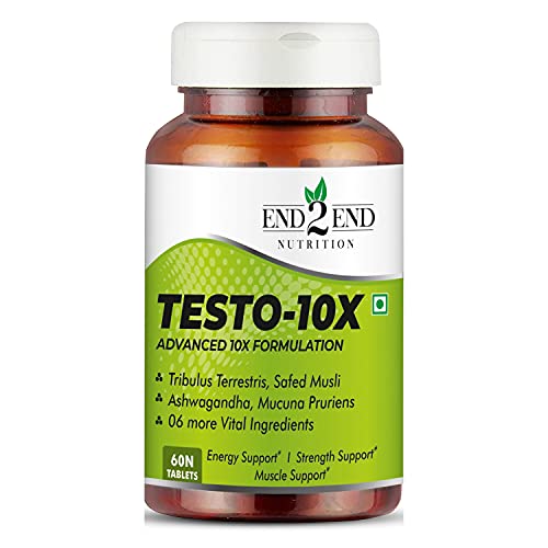 End2End Nutrition Testo-10X Natural Supplement For Men with Tribulus 1000mg per serving, L-Arginine, Ashwagandha Extract, Safed Musli,and 6 Ingredients for Muscle Gain & Energy -60 Tablets End2End Nutrition Testo-10X Natural Supplement For Men with Tribulus 1000mg per serving, L-Arginine, Ashwagandha Extract, Safed Musli,and 6 Ingredients for Muscle Gain & Energy -60 Tablets