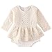 Geagodelia Baby Mädchen Spitzen Body Ärmellos/Langarm 0-24 Monate Neugeborene Strampler Rüschen Bodysuit Taufe Onesie Prinzessin Kleidung Sommer Outfit (Weiß Langarm, 12-18 Monate)