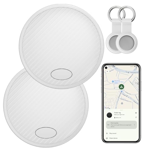 Android Tag GPS Tracker 2-Pack - Schlüsselfinder KeyFinder kompatibel mit Google Mein Gerät Finden APP (Android NUR),Bluetooth Smart Tag für Geldbörse,Gepäck,Brieftasche,Austauschbare Batterie