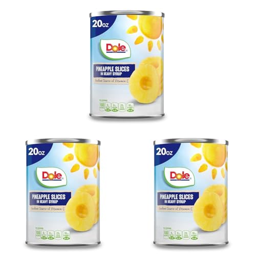 Dole Canned Fruit, Pineapple Slices in Heavy Syrup, Gluten Free, Pantry Staples, 20 Oz, Packaging May Vary (Pack of 3)