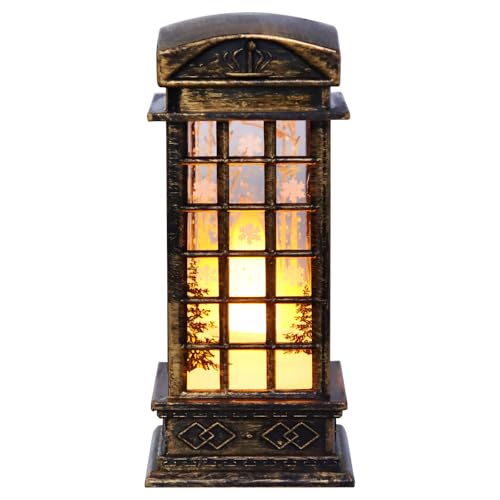 Sewroro Linterna Navideña Pequeña de Escritorio en Cobre Antiguo Decoración Festiva para Navidad Luces Navideñas para Cabinas Telefónicas Adorno para Hogar y Fiestas