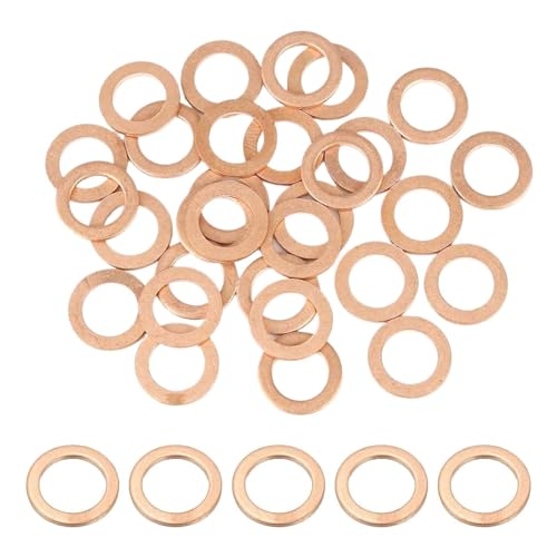 15 Pcs M14 Copper Washer Sealing Ring,Copper Crush Washers for Oil Drain Plug,14mm ID 20mm OD 1.5mm Coppers Washers,Metric Sump Plug Washer,for Screws Bolt Sump Plugs Oil Drain Machinery Repair