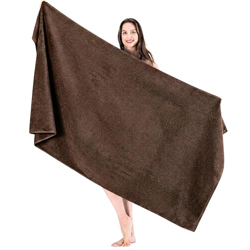 SALBAKOS Luxury 100% Turkish Cotton Bath Sheets 40x80 in Oversized Extra Large Bath Towels Thick Soft Absorbent Turkish Towel for Spa Beach (Pack of 1, Chocolate, Jumbo Bath Sheet)