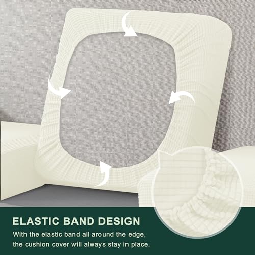 Image of Chunyi Jacquard Polyester Spandex Cushion Slipcover (Chair Cushion, Ivory White)