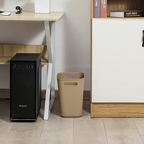 Image of UUJOLY Plastic Small Trash Can Wastebasket, Garbage Container Basket for Bathrooms, Laundry Room, Kitchens, Offices, Kids Rooms, Dorms, 3.5 Gallon, Khaki | Compact Sturdy Garbage Can for Bathroom, Laundry Room, Kitchen, Office, Kids Room, Dorm, Durable, Easy to Clean
