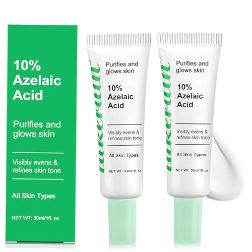 Crema Acido Azelaico, Incluir 10% Azelaic Acid, Crema Azelaico Contra Enrojecimiento, Disminuye las Imperfecciones y Manchas Oscuras, Ilumina el Tono de la Piel, Apto para Todo Tipo de Piel, 2pcs
