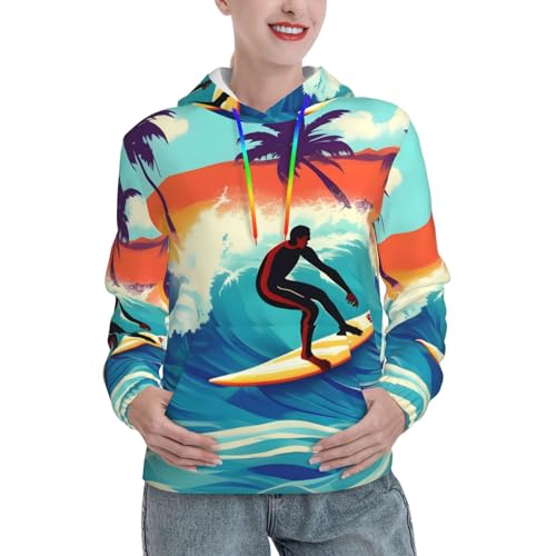 Sweat à capuche hawaïen à motif ondulé le cadeau d'automne parfait femme