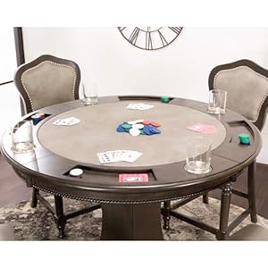 425roundcounterheightdiningchessandpokertablereversible3in1gametopdistressedgraywood Urban Country Home Decor 425 round counter height dining chess and poker table reversible 3 in 1 game top distressed gray wood urban country home decor