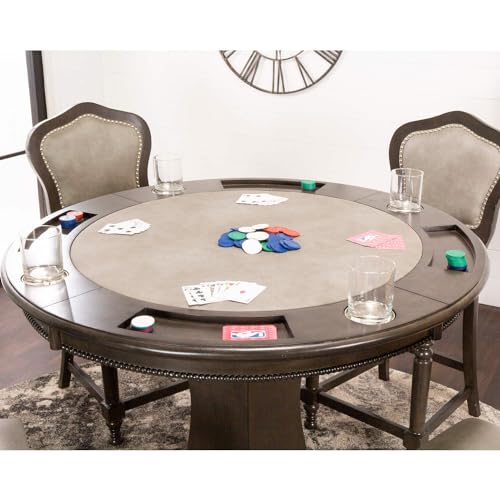 425roundcounterheightdiningchessandpokertablereversible3in1gametopdistressedgraywood Urban Country Home Decor 425 round counter height dining chess and poker table reversible 3 in 1 game top distressed gray wood urban country home decor