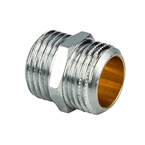 Tecuro - Conexión doble, rosca exterior G 1/2' (DN 15), latón cromado brillante