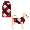 Kooltail dog sweater pet knitted clothes classic plaid pullover turtleneck red fleece dog christmas sweaters with leash hole thick warm dog winter clothes for small medium large dogs cats puppy s  urban country home decor