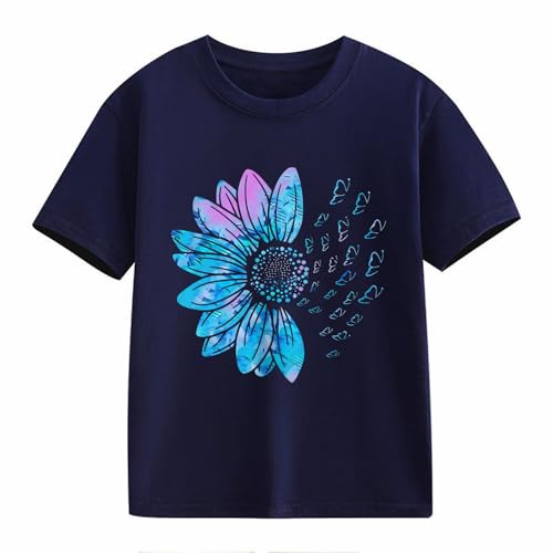 Girls Cute Graphic Tees Sunflower T-Shirt 3/4 Sleeve Aesthetic Blouse for Girls Cute Tops Crewneck T-Shirt Tees Blouses2