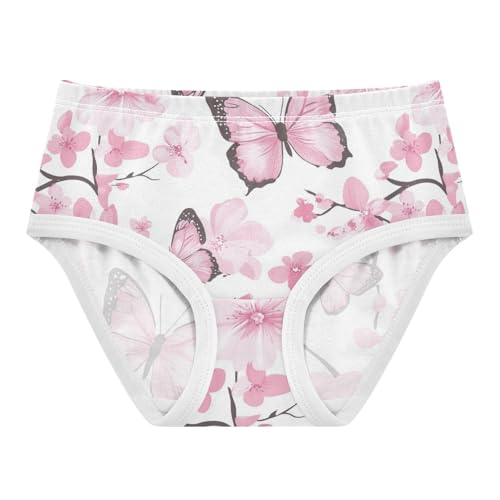 Wusikd Pink Butterflies Girls' Underwear Cotton Flowers Girls Briefs Soft Toddler Underwear 2T