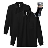 glimmer ロングスリーブ ドライポロシャツ ポケット付 2枚組 Sportsソックスセット ブラック L