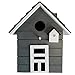 Produktbild CasaJame Holz Vogelhaus für Balkon und Garten, Nistkasten, Haus für Vögel, Vogelhäuschen, Grau als Deko, 20 x 17 x 12cm