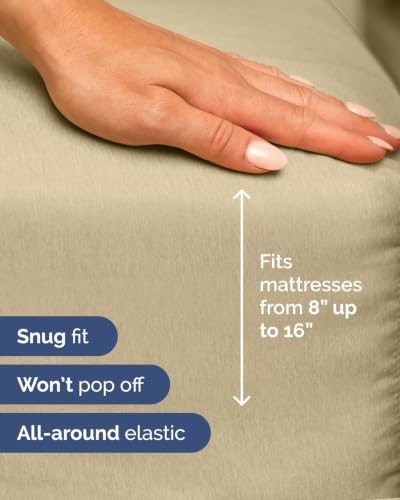 Image of Flex Top Split Head King 6 Piece Sheet Set - Soft & Cooling - Heathered Tan