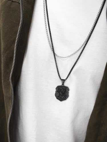 Image of U7 Saint Michael Necklace for Men,Stainless Steel /18K Gold Plated St Michael Archangel /Saint Benedict /Saint Christopher Pendant Amulet Necklace for Men Women