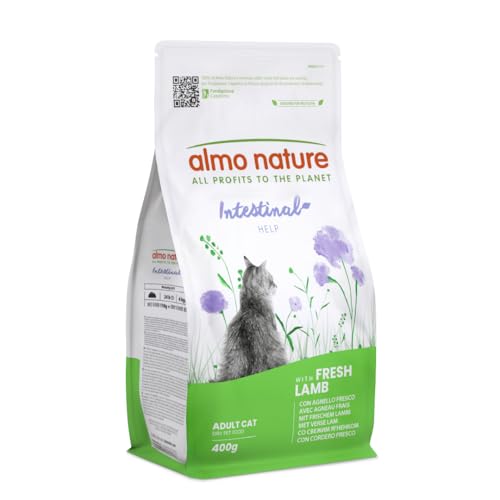 Almo Nature Intestinal Help - Crocchette Gatto con Agnello Fresco - Supporta la Funzione Intestinale con Prebiotici e Minerali - Sacco da 400g