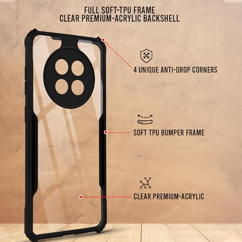 Image of Jkobi Hybrid Back Cover Case for Oppo F31 Pro Plus (Shockproof with Polycarbonate Clear Panel | Professional Black)