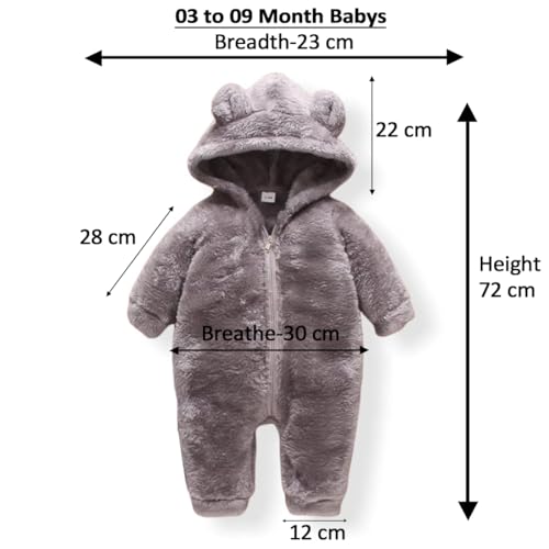 Image of Baby Bear Hooded Fleece Romper and Swaddle Wrap Set, Plush Teddy Design, Brown (2, Grey&Navy, Baby)