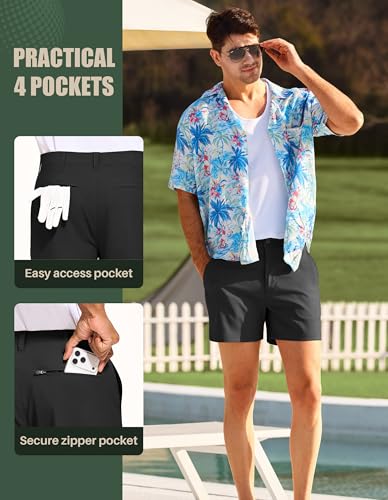 Image of PULI Golf Shorts Men 5 Inch Inseam Stretch Casual Dress Shorts with Pockets Waterproof Lightweight Quick Dry