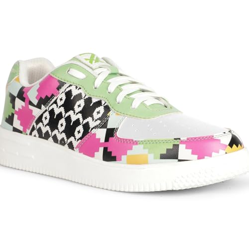Image of Liberty Leap7x MJH-M02 Himalayan Handloom Printed Sneakers For Men With PVC Upper | EVA Sole Casual Shoes With Lacing | Comfortable Footbed | Memory Foam Insole | Lightweight, Stylish & Modern (White)