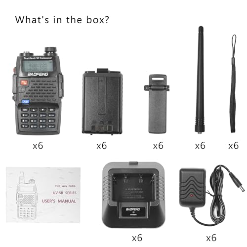 Image of Baofeng UV-5RE Plus 8W Dual Band 2 Way Radio Long Range Handheld Ham Radios | Rechargeable Walkie Talkies for Adults, Amateur, Portable, for Hiking Camping Skiing Trip Survival Hunting Gear Black 6 Pack