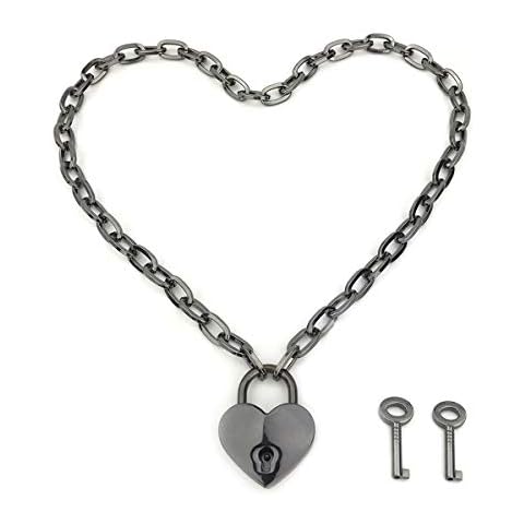 Padlock Necklace Chain Collar Choker with Two Keys and Box for Women, Men and Pet, Metal, not known Cover