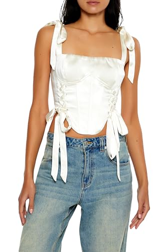 Bustier en satin raffiné Forever 21 : l'éclat d'un crop top corset
