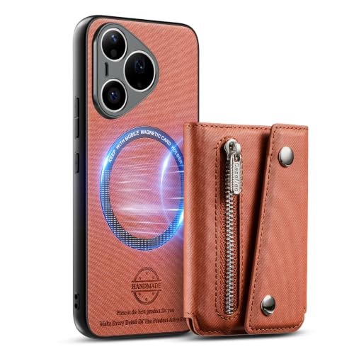 Étui Huawei Pura 90 Pro en cuir brun idéal pour ranger vos cartes en voyage